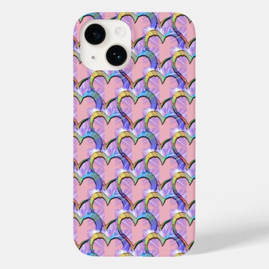 Hört auf Herz Psychedelic Muster iPhone Case (Rückseite)