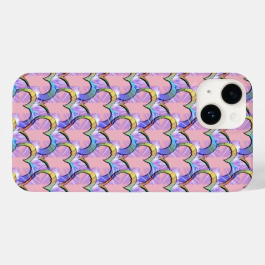 Hört auf Herz Psychedelic Muster iPhone Case (Rückseite (Horizontal))