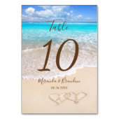 Hört auf Hochzeiten am Sandstrand. Tischnummer (Rückseite)