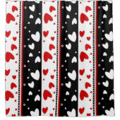 Hört auf schwarz-weißem Hintergrund Duschvorhang (Vorderseite)