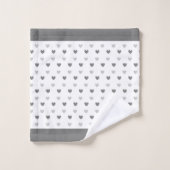 Hört auf silbergrauem und weißem Bath Handtuch Set (Waschlappen)