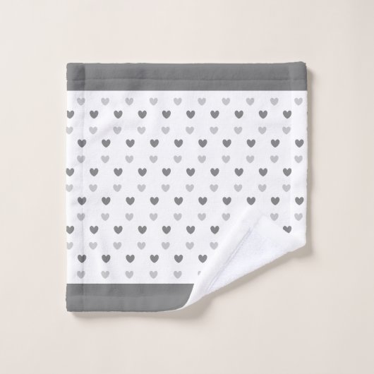 Hört auf silbergrauem und weißem Bath Handtuch Set (Waschlappen)