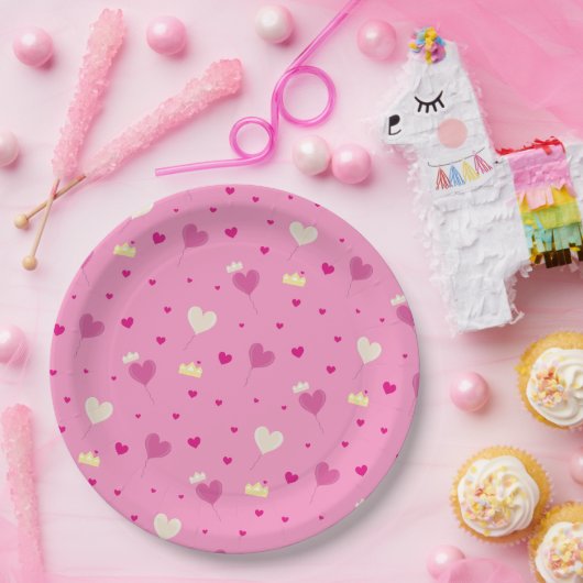 Hört Ballon und Kronen. Pappteller (Party)