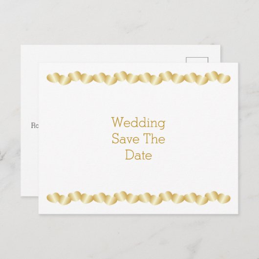 Hört Design Gold farbige Hochzeit speichern das Da Ankündigungspostkarte (Vorne/Hinten)