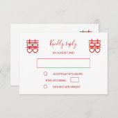 Hört doppeltes Glück chinesische Hochzeit RSVP Karte (Vorne/Hinten)