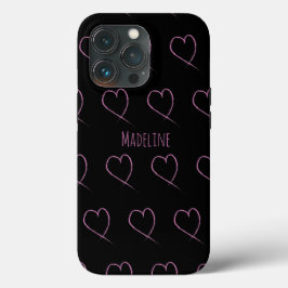 Hört einfache Hand Drawn Scribble Pink Black Case-Mate iPhone Hülle
