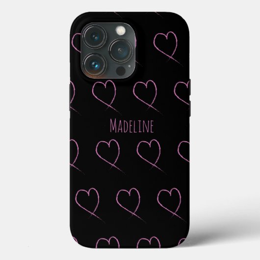 Hört einfache Hand Drawn Scribble Pink Black Case-Mate iPhone Hülle (Rückseite)