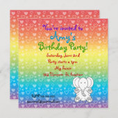 Hört Elefanten zum Regenbogengeburtstag Einladung (Vorne/Hinten)