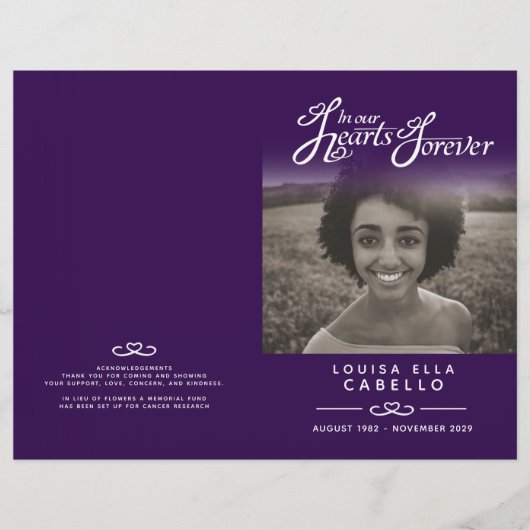 Hört ewig Beerdigung Programmordnung des Dienstes (Vorderseite)