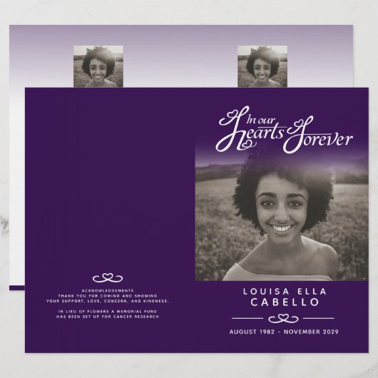 Hört ewig Beerdigung Programmordnung des Dienstes (Vorne/Hinten)