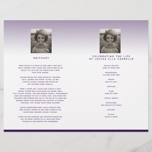 Hört ewig Beerdigung Programmordnung des Dienstes (Rückseite)