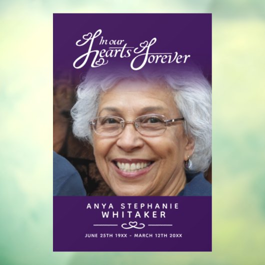 Hört ewig Beerdigung Tribut Gedenkstätte lila Fensteraufkleber (Blatt 3)