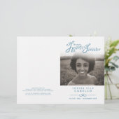 Hört ewig Beerdigungsprogramm weißblaue DIY-Falte (Stehend Vorderseite)