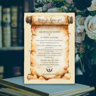 Hört her, mittelalterliche Hochzeit mit gealterter Einladung