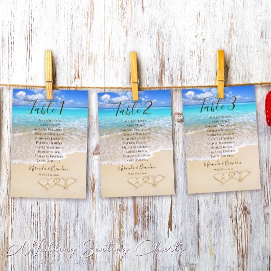 Hört im Sand Beach Hochzeitsdiagramm Tischnummer