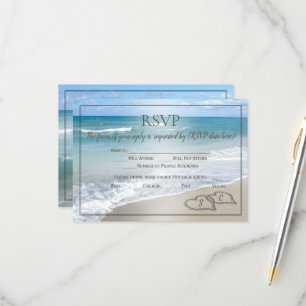 Hört im Sand Beach Wedding Monogram UAWG RSVP Karte