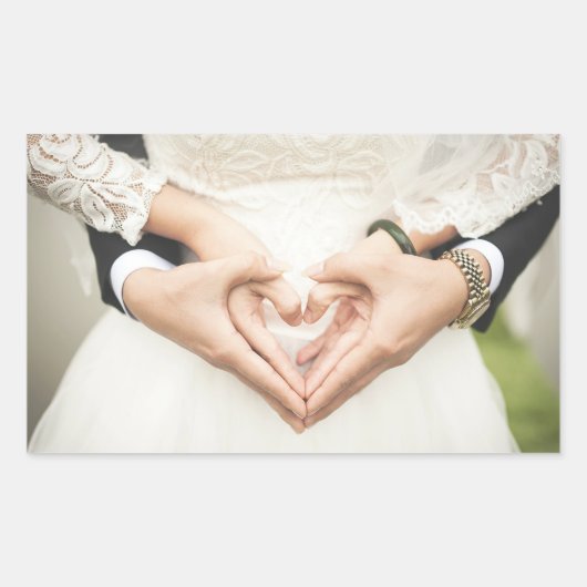Hört in unseren Händen Hochzeit Rechteckiger Aufkleber (Vorderseite)
