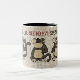 Hört keine bösen Affen Funny Zweifarbige Tasse