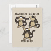 Hört keine bösen Affen - Neu Postkarte (Vorne/Hinten)