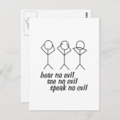 Hört keine bösen Strichmännchen Postkarte (Vorne/Hinten)