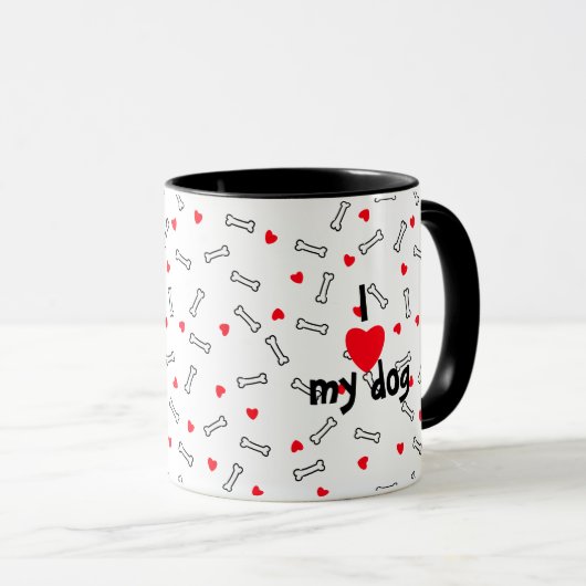Hört Knochen, die ich meinem Hund Liebe habe Tasse (VorderseiteRechts)