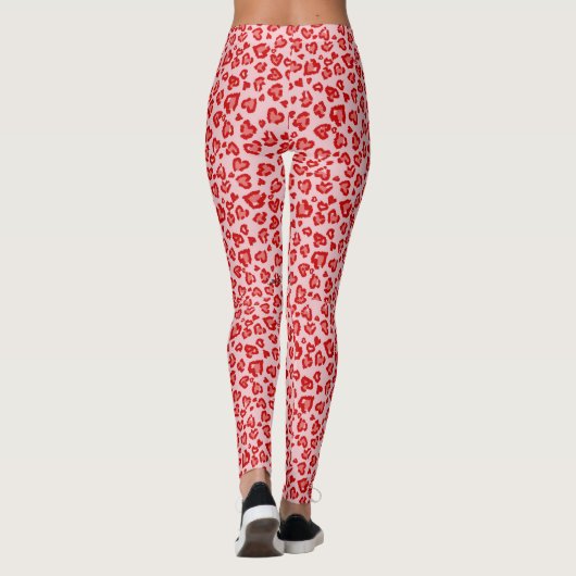 Hört Leopard Muster in Rot auf Blush Leggings (Rückseite)