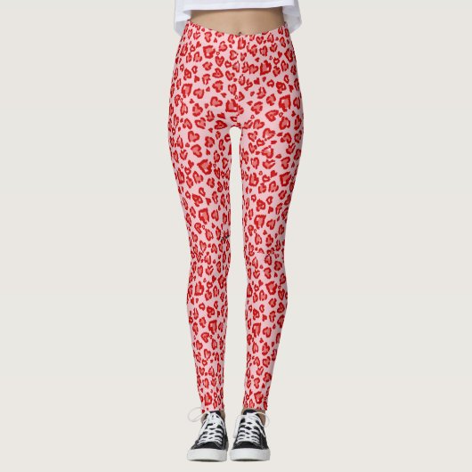 Hört Leopard Muster in Rot auf Blush Leggings (Vorderseite)