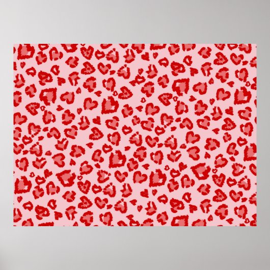 Hört Leopard Muster in Rot auf Blush Poster (Vorne)