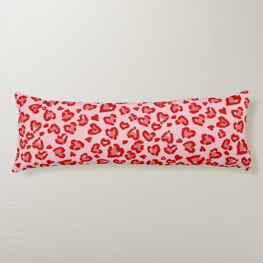 Hört Leopard Muster in Rot auf Blush Seitenschläferkissen (Vorderseite)