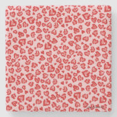 Hört Leopard Muster in Rot auf Blush Steinuntersetzer (Vorderseite)