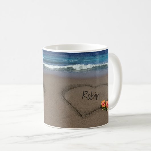 Hört mit der Text-Tasse im Sand Kaffeetasse (VorderseiteRechts)