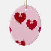 Hört mit Spitzen auf rosa Keramik Ornament (Rechts)