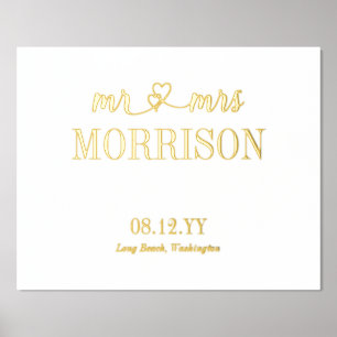 Hört Mr. & Mrs. Last Name Wedding Date Foliendrucke