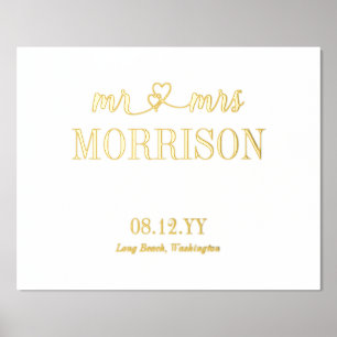 Hört Mr. & Mrs. Last Name Wedding Date Foliendrucke