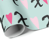 Hört rosa X und Herz Muster Geschenkpapier (Rolleneckpunkt)