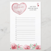 Hört Rose Wo sind wir? Brautparty Game (Vorderseite)