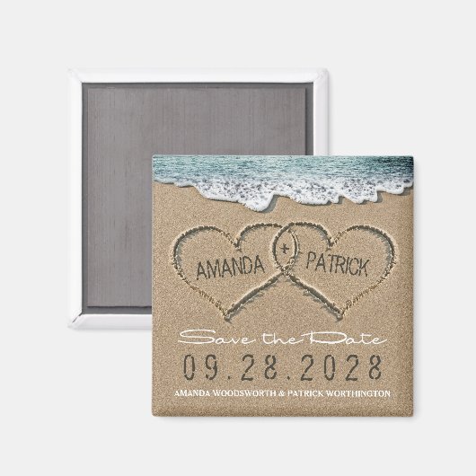 Hört Save the Date am Sandstrand Hochzeit Magnet (Vorderseite/Rückseite)