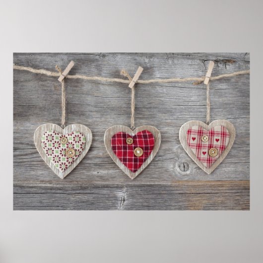 Hört über einem Holztisch Poster (Vorne)