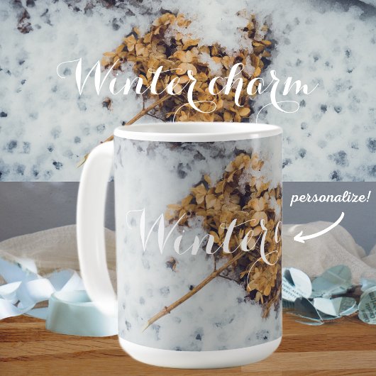 Hortensia-Blume auf dem Schnee Kaffeetasse