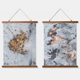 Hortensia-Blume auf dem Schnee- und Zaubereismuste Wandteppich Mit Holzrahmen