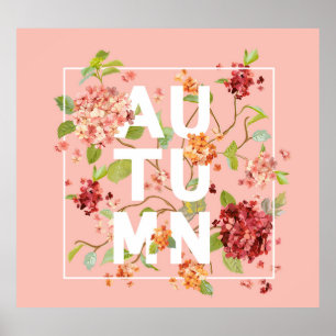 Hortensia-Blume: Vintager Herbst Poster