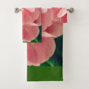 Hortensia Hydrangea rosa pastellfarbene Blume Badhandtuch Set