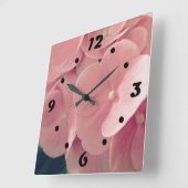 Hortensia Hydrangea rosa pastellfarbene Blume Quadratische Wanduhr (Winkel)