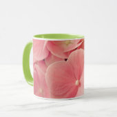 Hortensia Hydrangea rosa pastellfarbene Blume Tasse (Vorderseite Links)