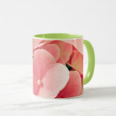 Hortensia Hydrangea rosa pastellfarbene Blume Tasse (VorderseiteRechts)