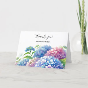 Hortensie Blaue Blumige Hochzeits-Danksagung  Dankeskarte