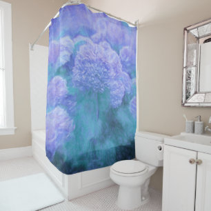 Hortensie Floral Chic Lila Türkis Vintage Duschvorhang