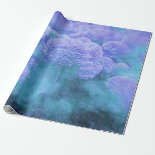 Hortensie Floral Chic Lila Türkis Vintage Geschenkpapier