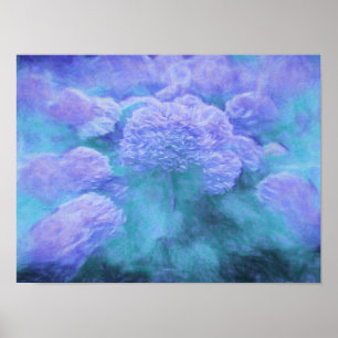 Hortensie Floral Chic Lila Türkis Vintage Poster