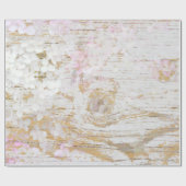Hortensie Floral Weiß Abgenutzt Vintage Holz Geschenkpapier (Flach)